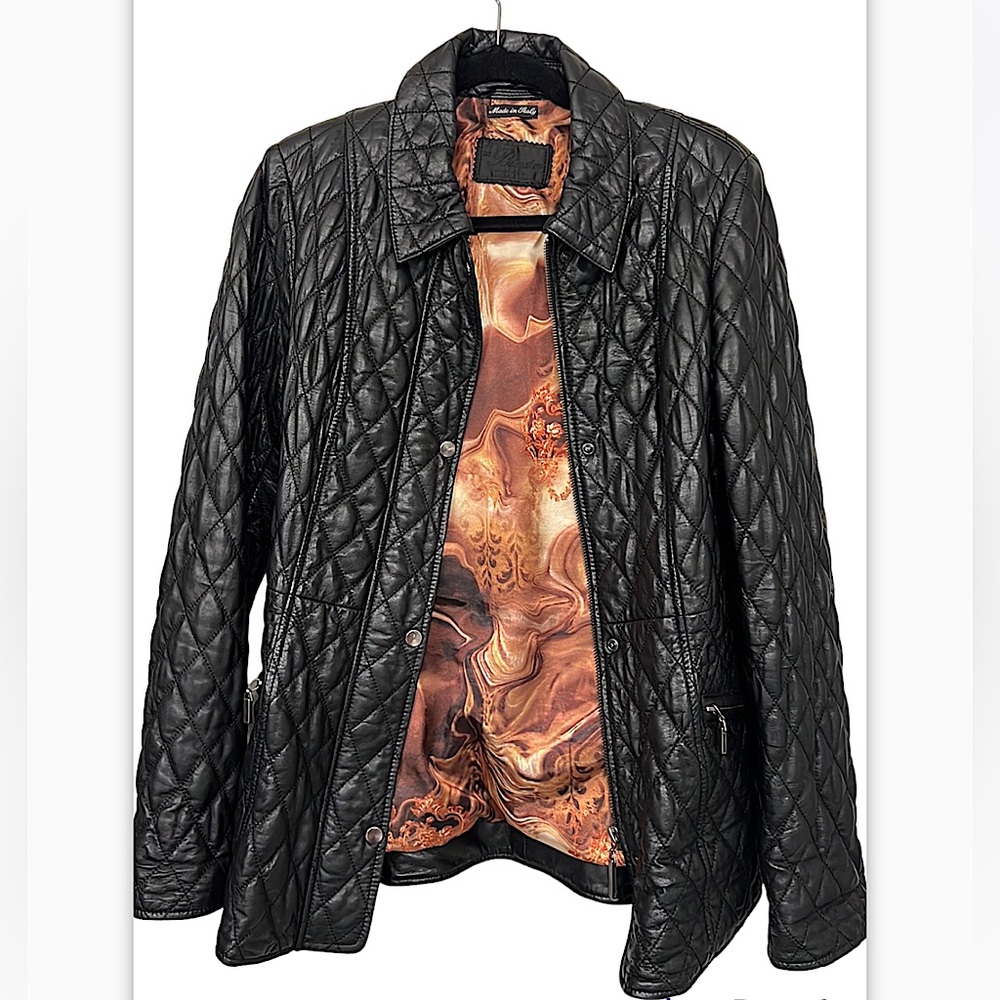 Quilted Black Leather Jacket with Satin Lining